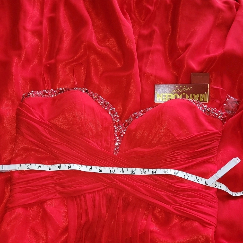 May Queen Red Strapless Embellished Sweetheart Formal Dress - Picture 13 of 16